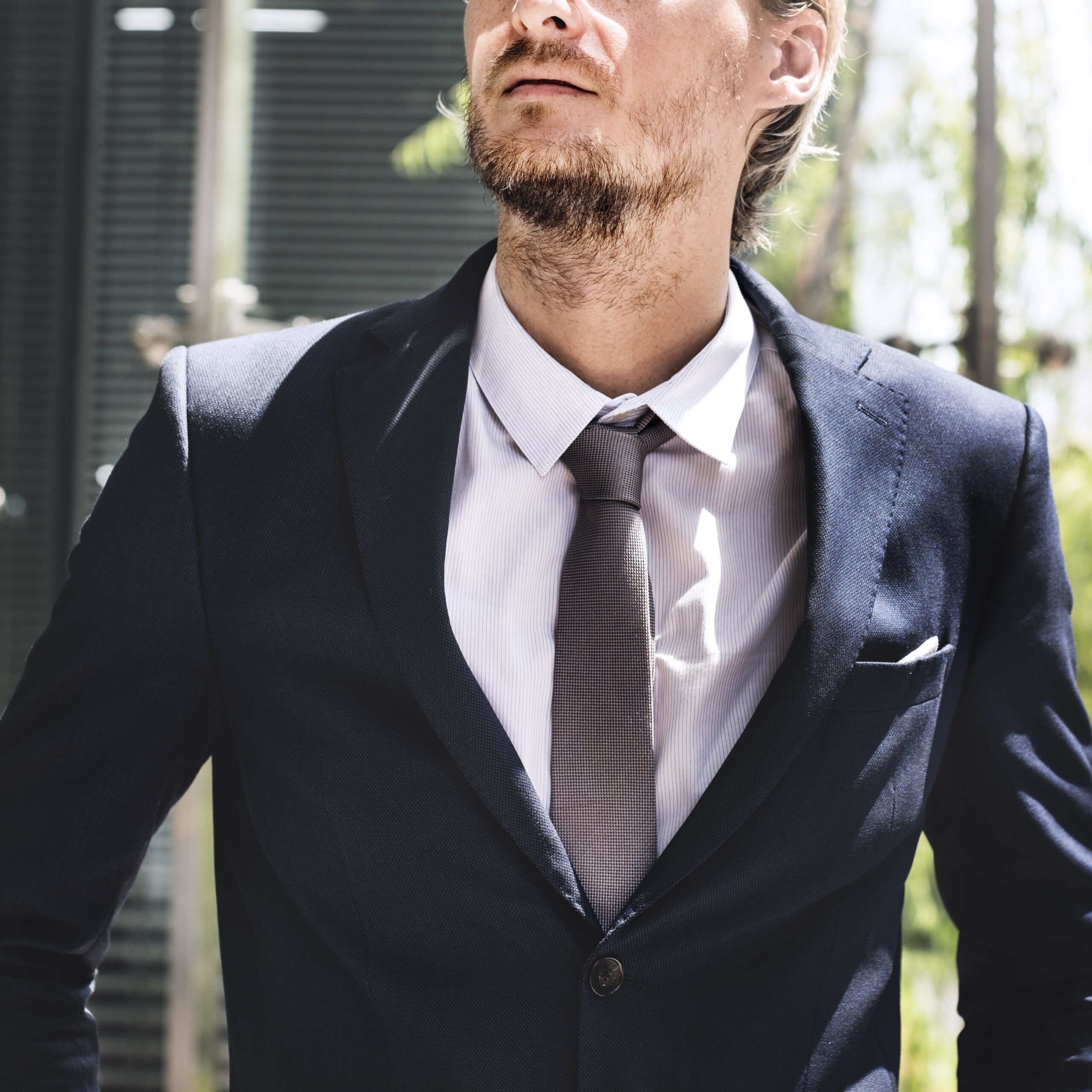 Business Man Contemplating Outdoors Concept